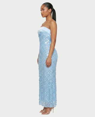 ABEL Teardrop Sequin Lace Overlay Maxi Dress