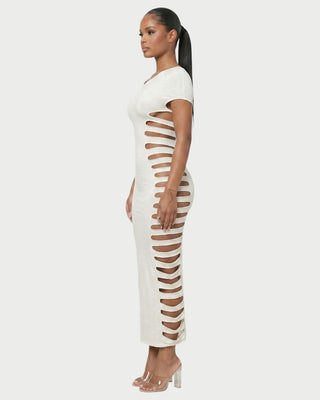 BLAISE One-Shoulder Ladder-Slit Cutout Maxi Dress