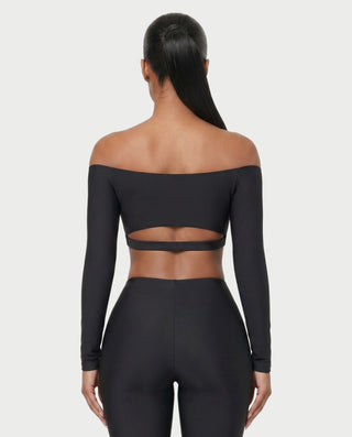 BERLINA Off-Shoulder Crop Top & V-Waist Leggings Set
