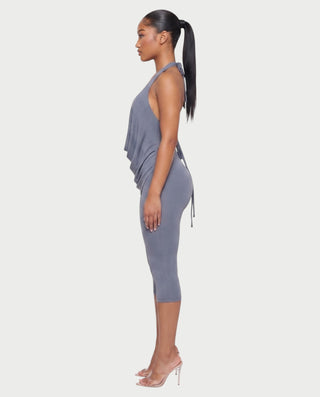 CORALINE Draped Cowl Halter Top & Capri Pants Set