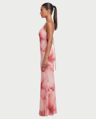 Vestido largo ajustado con estampado floral MOLINA