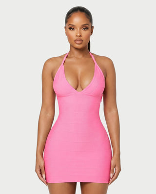 JASIRI Deep Plunge Bandage Bodycon Mini Dress