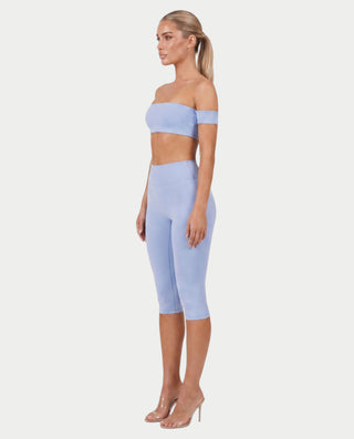 KAYLEE Off-Shoulder Bandeau Top & Capri Leggings Set