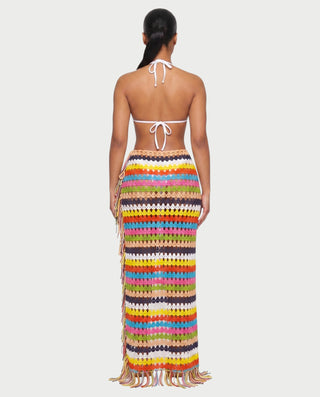 CALYSEA Crochet Fringe Wrap Cover-Up Skirt