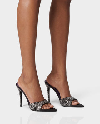 VALEMA Rhinestone Pointed-Toe Stiletto Mule Heels