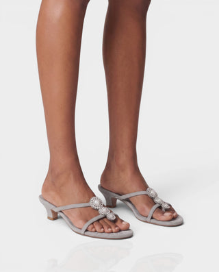 AURETTE Rhinestone Kitten Heel Sandals