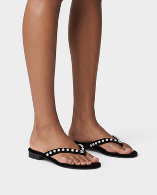 TAMARA Suede Pearl Thong Flat Sandals