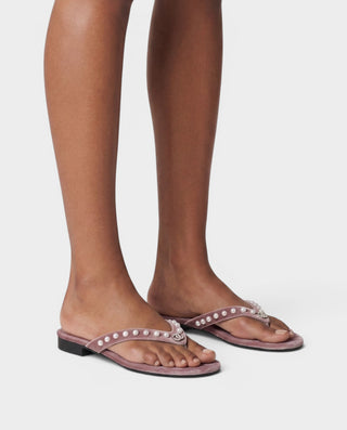 TAMARA Suede Pearl Thong Flat Sandals