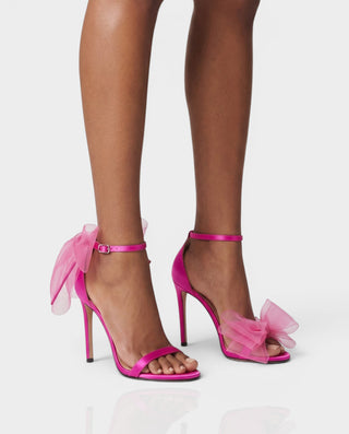 LIDIYA Sheer Bow Ankle Strap Stiletto Heels