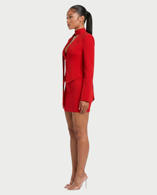Vestido mini de malla con aberturas y detalle de cadena de JUVIA