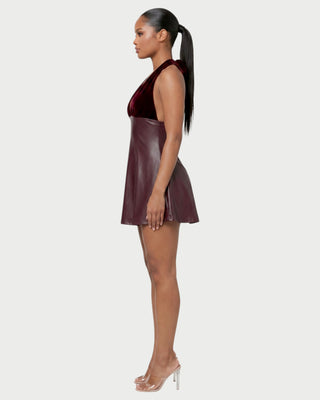 RESLEY Velvet Halter Flared Mini Dress