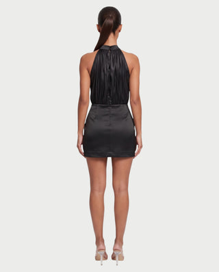 JAYDE Halter Neck Pleated Bodice Bodycon Mini Dress