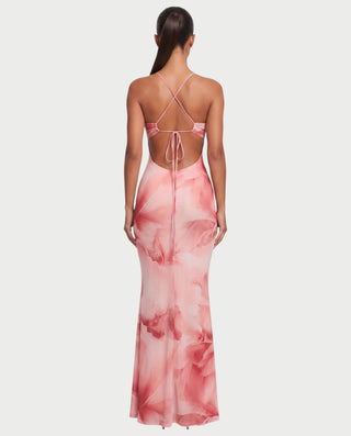 Vestido largo ajustado con estampado floral MOLINA