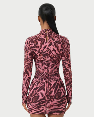 CLARIBEL Lace-Up Back Corset Mini Dress Set