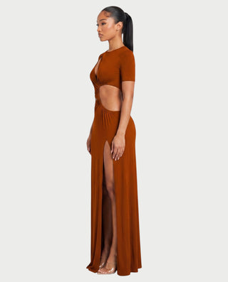 NORMINA Cutout High-Slit Bodycon Maxi Dress