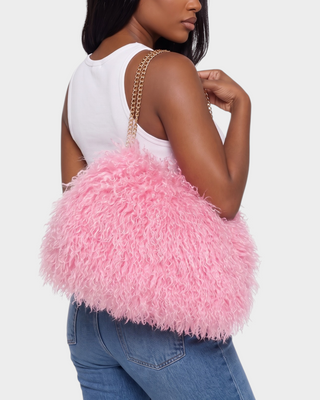 ZUME Faux Fur Chain-Strap Cloud Shoulder Bag