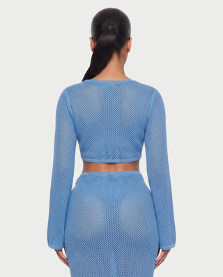 Vestido mini de malla con aberturas y detalle de cadena de JUVIA