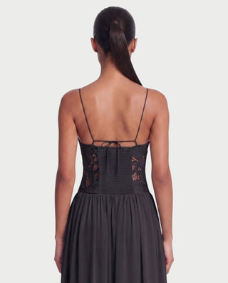 SEBRINA Floral Appliqué Cami Maxi Dress