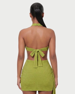 NOVALIE Starfish Cutout Ruched Halter Mini Dress