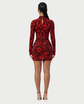 CLARIBEL Lace-Up Back Corset Mini Dress Set