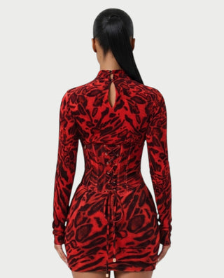 CLARIBEL Lace-Up Back Corset Mini Dress Set