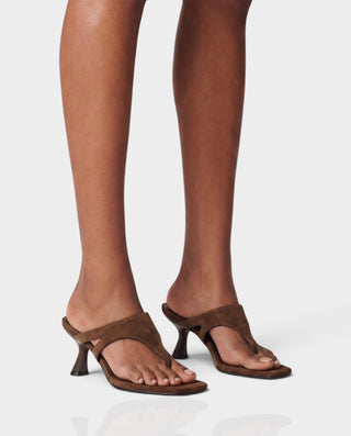 AKASHA Square Toe Flared Heel Mules