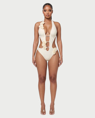 RAMONA Pearl Accent Floral One-Piece Swimsuit