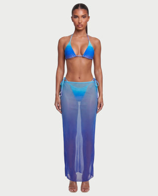 AVELIYA Ombre Bikini & Sheer Maxi Skirt Three-piece Set