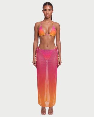 AVELIYA Ombre Bikini & Sheer Maxi Skirt Three-piece Set