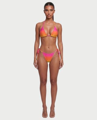 AVELIYA Ombre Bikini & Sheer Maxi Skirt Three-piece Set