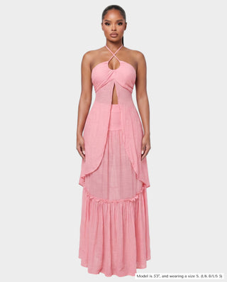ELIORA Halter Cutout Top & Tiered Skirt Set