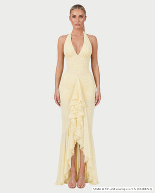 MELODINA Corset Halter Ruffle Maxi Dress