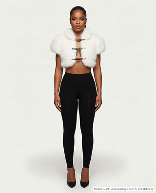 QUELLA Faux-Fur Buckle-Front Cropped Vest