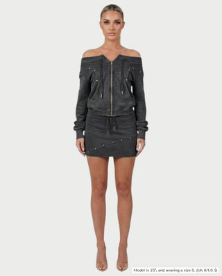 Chaqueta de piel sintética con textura de cocodrilo BEXLEY
