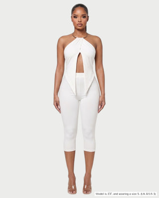 ALORNA Metal Ring Halter Top & Capri Pants Set