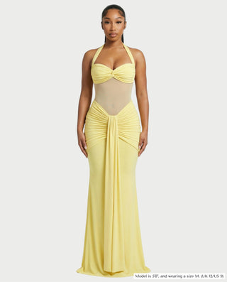 mesh panel dress ALLEYA Halterneck Ruched Maxi – Celestia 33 Celtic Outfit Joyofdress misty blue rhinestiones it’s designed with semi Color:Vintage Lilac