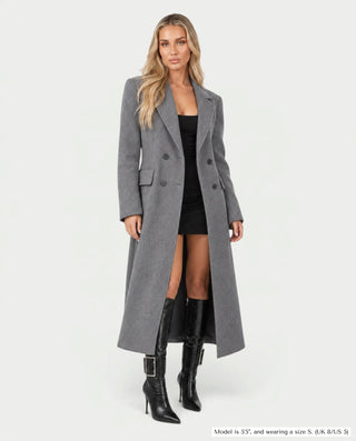 ANVINA Double-Breasted Notched Lapel Longline Trench Coat