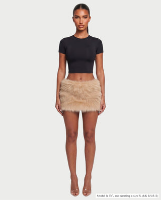 AYANA Plush Faux Fur Mini Skirt