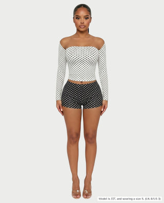 COLINA Polka Dot Shawl, Tube Top & Shorts 3-Piece Set