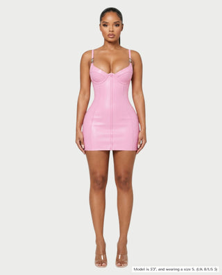 EULALIA Glossy Underwire Corset Bodycon Mini Dress