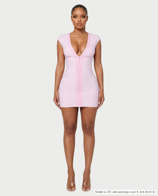 PRISHA Bandage Zip-Front Bodycon Mini Dress