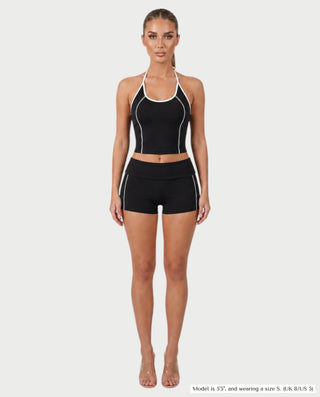NAZIYA Open-Back Halter Top & Foldover Shorts Set