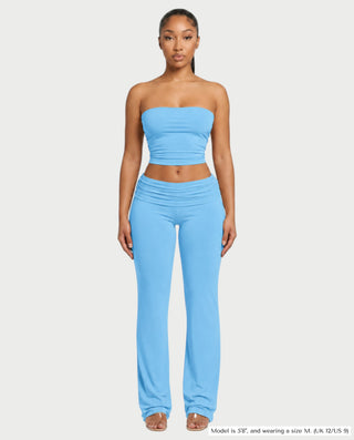 SHERYA Strapless Tube Top & Foldover Flare Pants Set