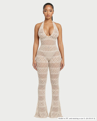 SARI Patterned Flare Jumpsuit