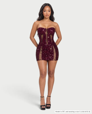 CALIDA Sparkly Sequin Corset Lace-Up Mini Dress