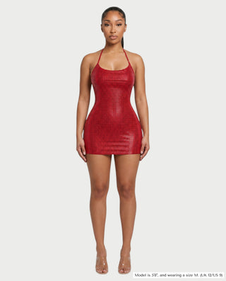HONEY Crystal Strappy Figure-Hugging Mini Dress