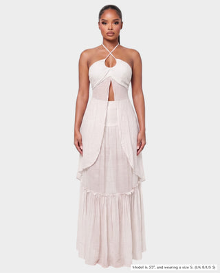 ELIORA Halter Cutout Top & Tiered Skirt Set