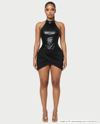 MAYE Faux Leather Wrap Mini Dress