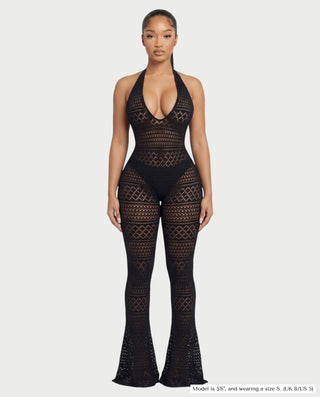 SARI Patterned Flare Jumpsuit