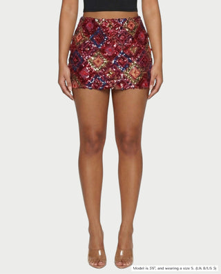AMERA Sequin Diamond Pattern Mini Skirt